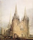 Thomas Girtin Famous Paintings - The West Front of Lichfield Cathedral